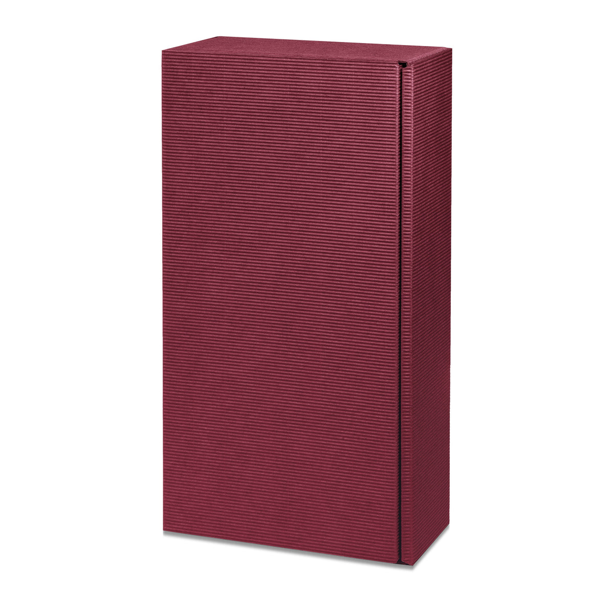 Weinpräsentkarton offene Welle Modern bordeaux – 2 Flaschen