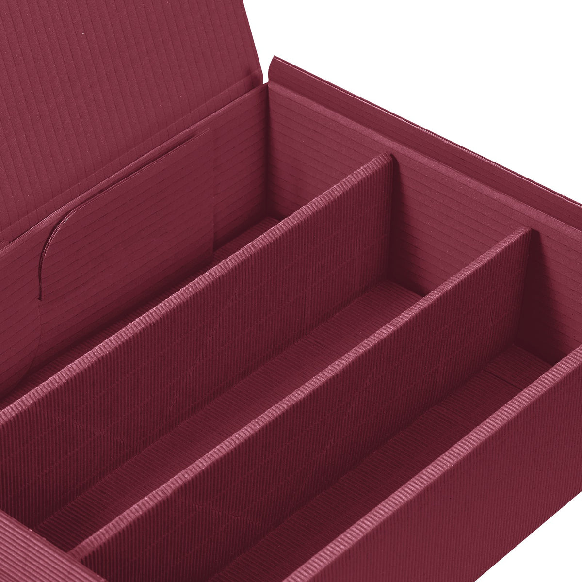 Weinpräsentkarton offene Welle Modern bordeaux – von innen