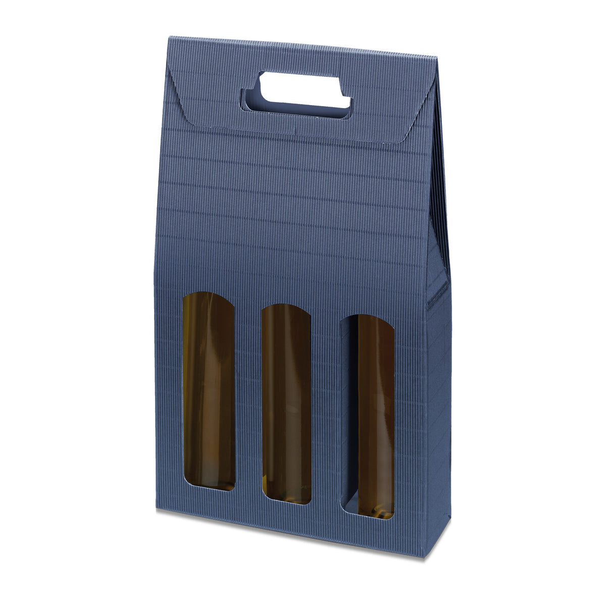 Weingeschenkträger Modern Blau – für 3 Flaschen