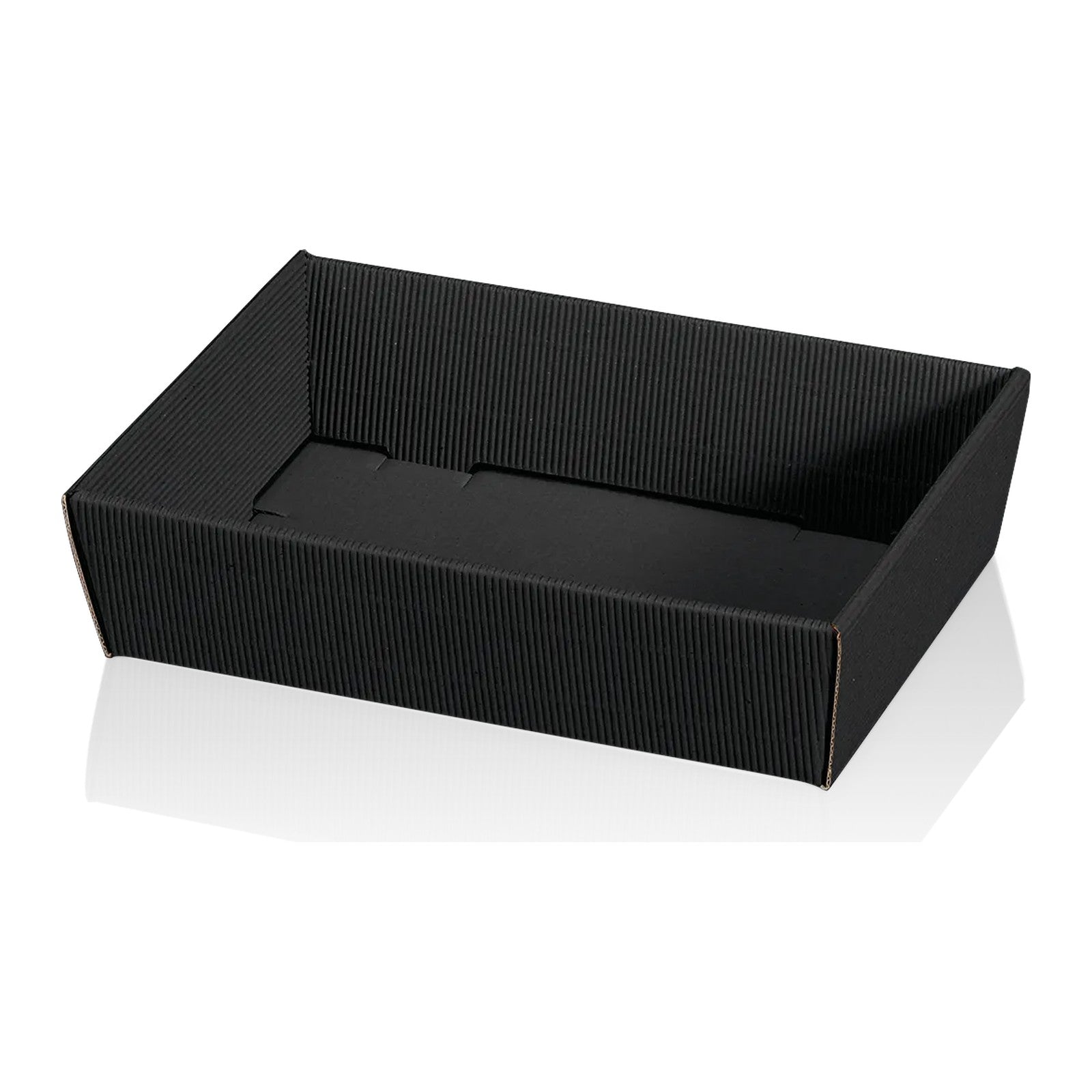 Präsentkorb viereckig flach Modern Welle Schwarz – Präsentkorb viereckig flach Modern Welle Schwarz (mini = 22 x 15 x 5,5cm)