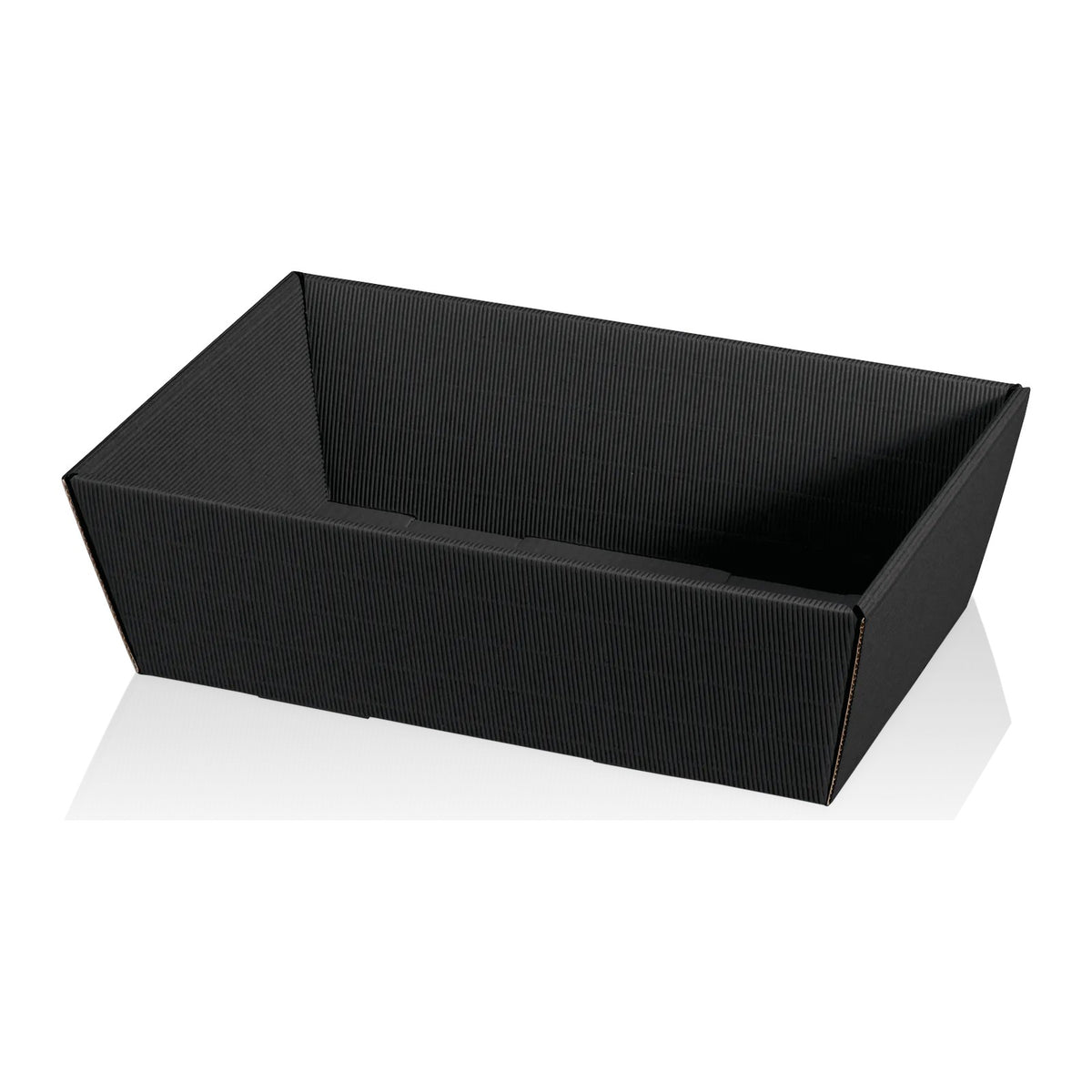 Präsentkorb viereckig Modern Welle Schwarz – Präsentkorb viereckig Modern Welle Schwarz (mittel = 33 x 19 x 11cm)
