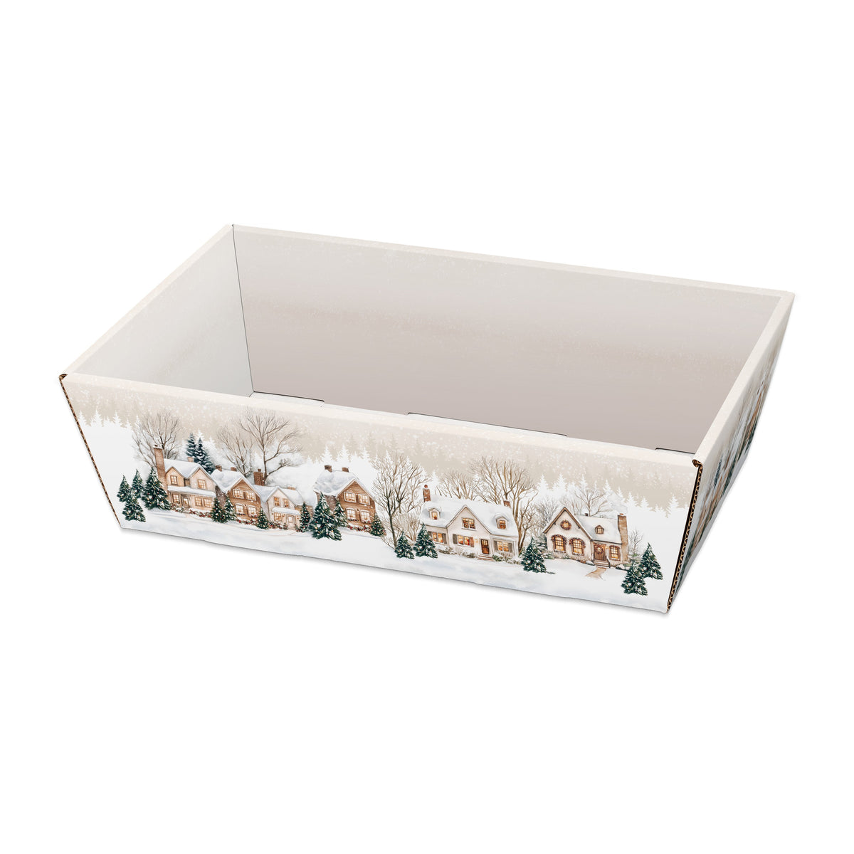 Präsentkorb viereckig Winterdorf – Präsentkorb viereckig Winterdorf (mittel = 33 x 19 x 11cm)