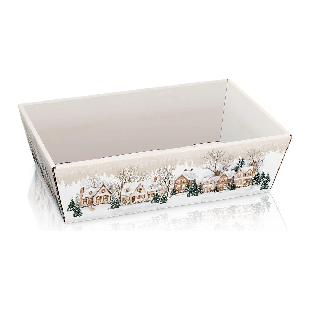 Präsentkorb viereckig Winterdorf – Präsentkorb viereckig Winterdorf (mittel = 33 x 19 x 11cm)