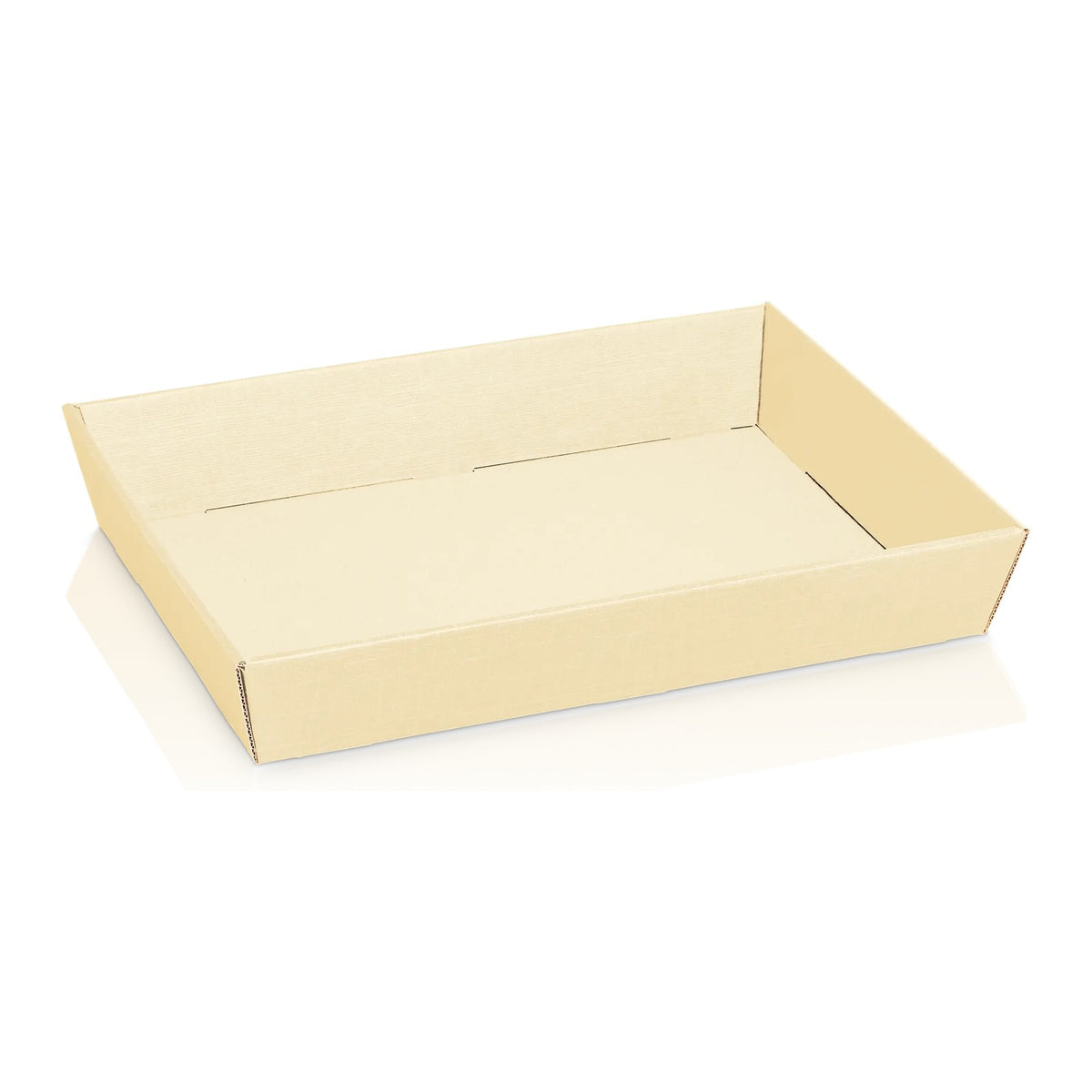 Präsentkorb viereckig flach Seta Creme – Präsentkorb viereckig flach Seta Creme (maxi = 31,5 x 22 x 5,5cm)