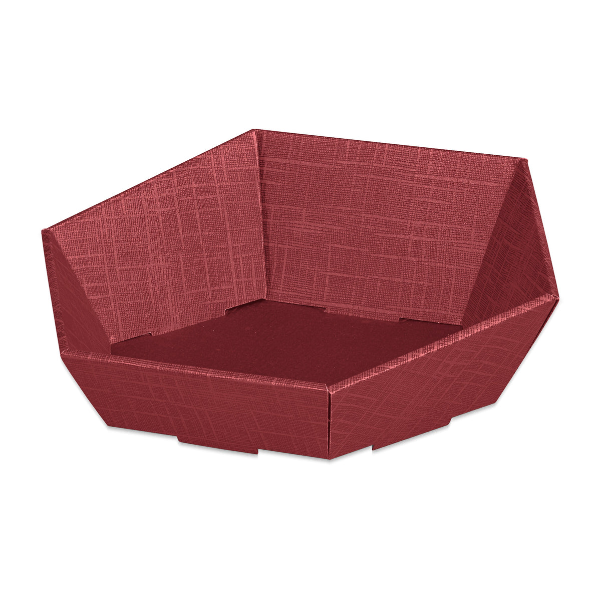 Präsentkorb 6-eckig Seta Bordeaux – Präsentkorb 6-eckig Seta Bordeaux (klein = 29 x 27 x 6/10,5cm)