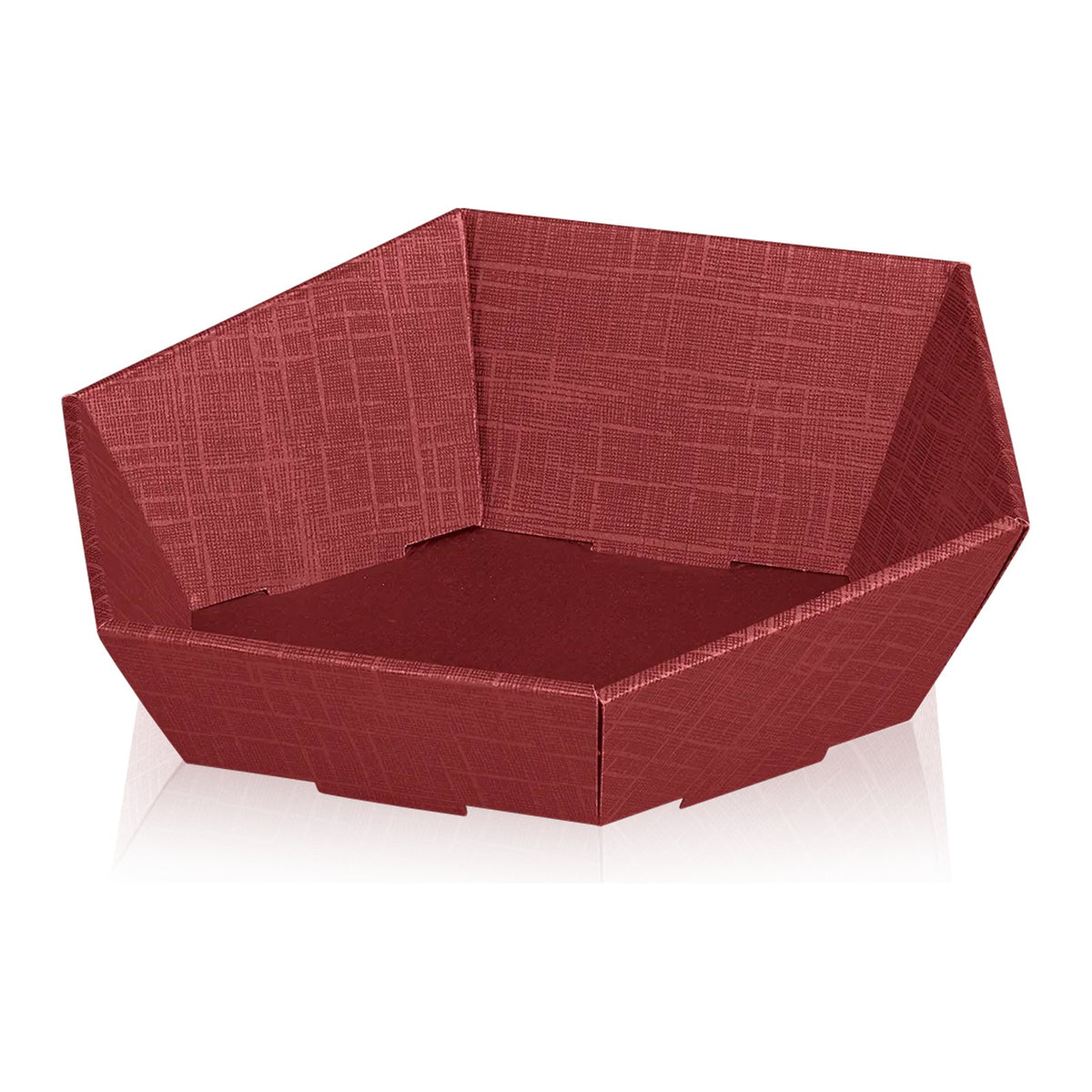 Präsentkorb 6-eckig Seta Bordeaux – Präsentkorb 6-eckig Seta Bordeaux (klein = 29 x 27 x 6/10,5cm)