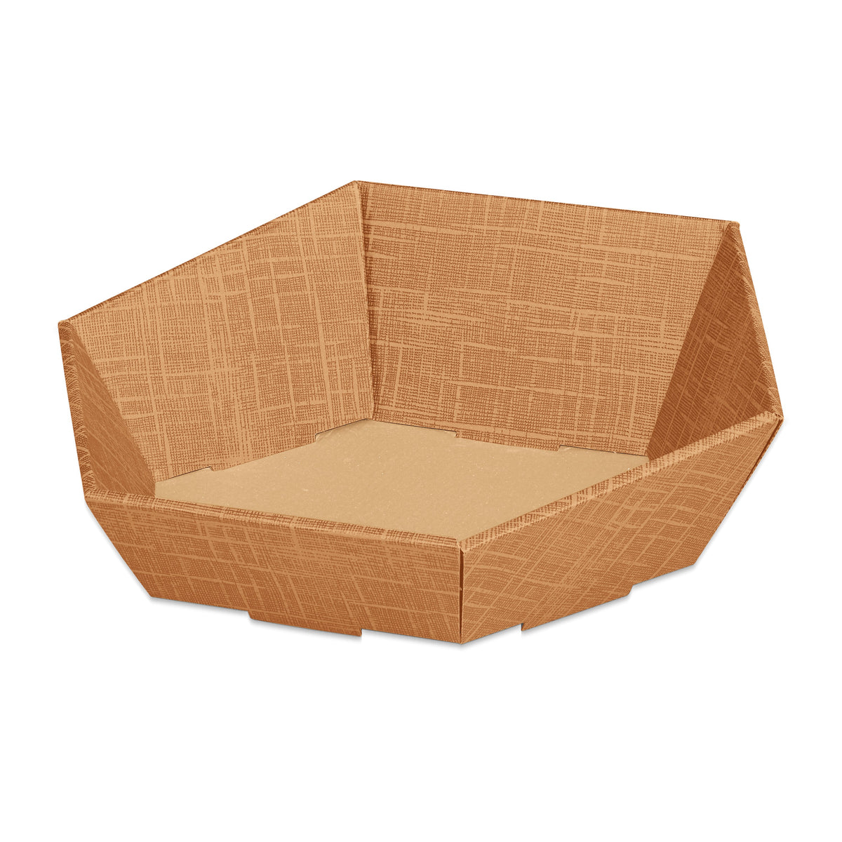 Präsentkorb 6-eckig Seta Natur – Präsentkorb 6-eckig Seta Natur (klein = 29 x 27 x 6/10,5cm)