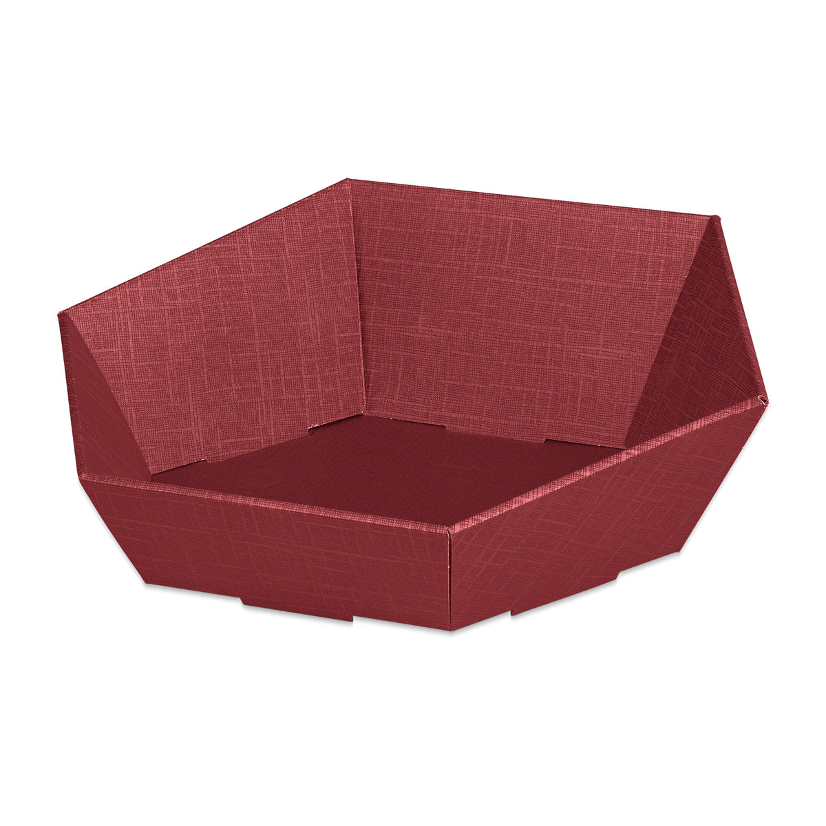 Präsentkorb 6-eckig Seta Bordeaux – Präsentkorb 6-eckig Seta Bordeaux (mittel = 38 x 31 x 7,5/13cm)