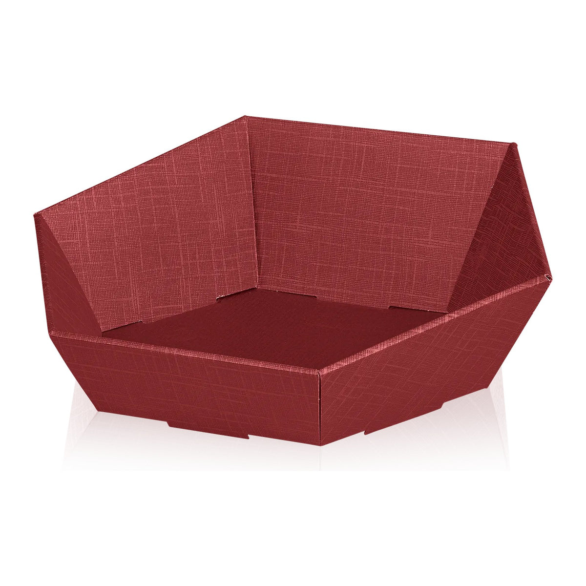 Präsentkorb 6-eckig Seta Bordeaux – Präsentkorb 6-eckig Seta Bordeaux (mittel = 38 x 31 x 7,5/13cm)