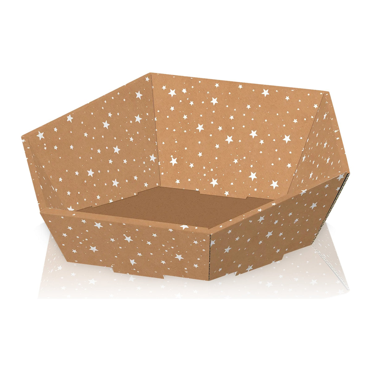 Präsentkorb 6-eckig Natura Winternacht – Präsentkorb 6-eckig Natura Winternacht (mittel = 38 x 34 x 7,5/13cm)