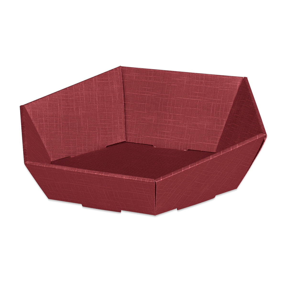 Präsentkorb 6-eckig Seta Bordeaux – Präsentkorb 6-eckig Seta Bordeaux (groß = 46,5 x 38 x 8,5/14,5cm)