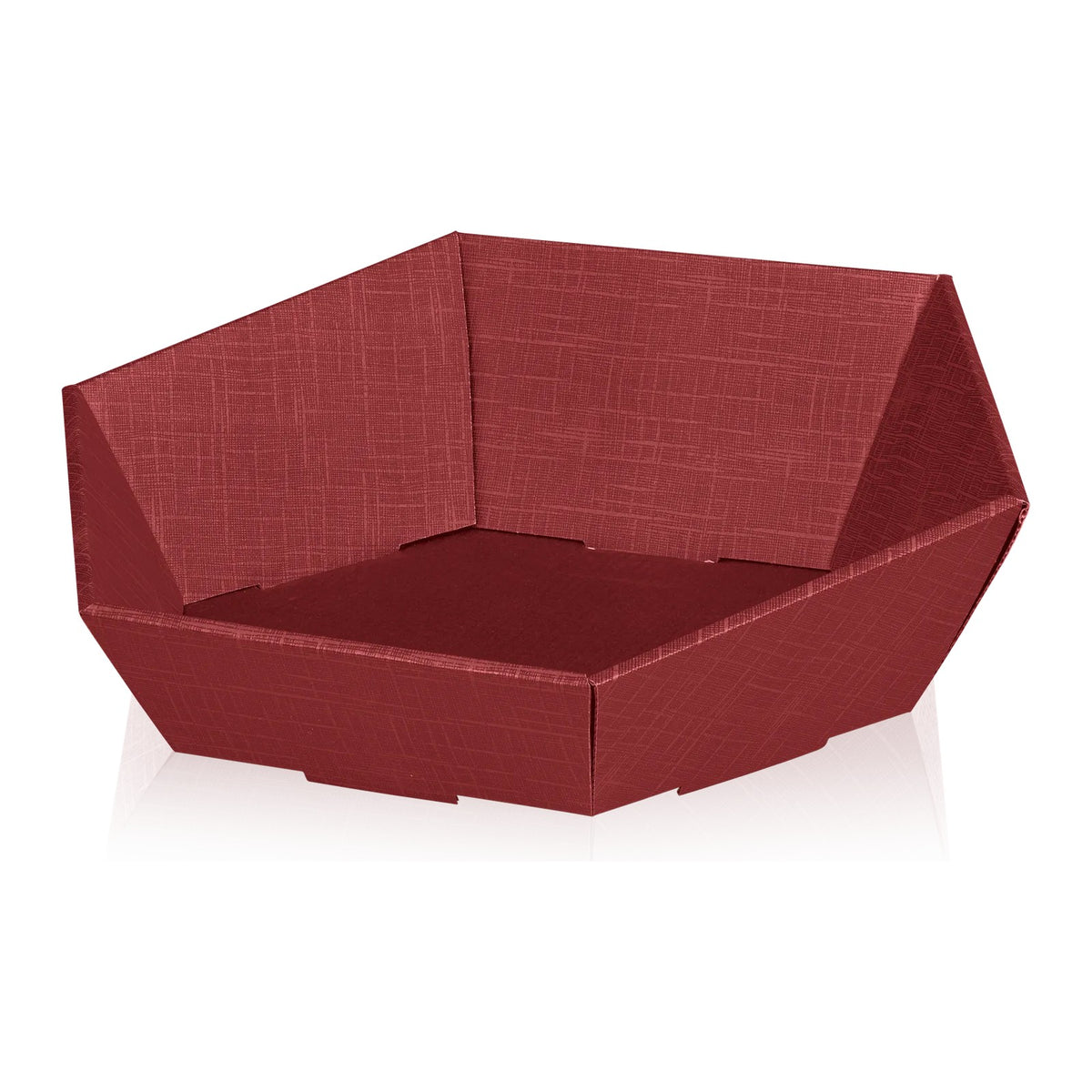 Präsentkorb 6-eckig Seta Bordeaux – Präsentkorb 6-eckig Seta Bordeaux (groß = 46,5 x 38 x 8,5/14,5cm)