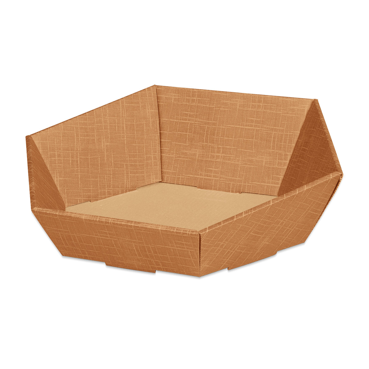 Präsentkorb 6-eckig Seta Natur – Präsentkorb 6-eckig Seta Natur (groß = 46,5 x 38 x 8,5/14,5cm)