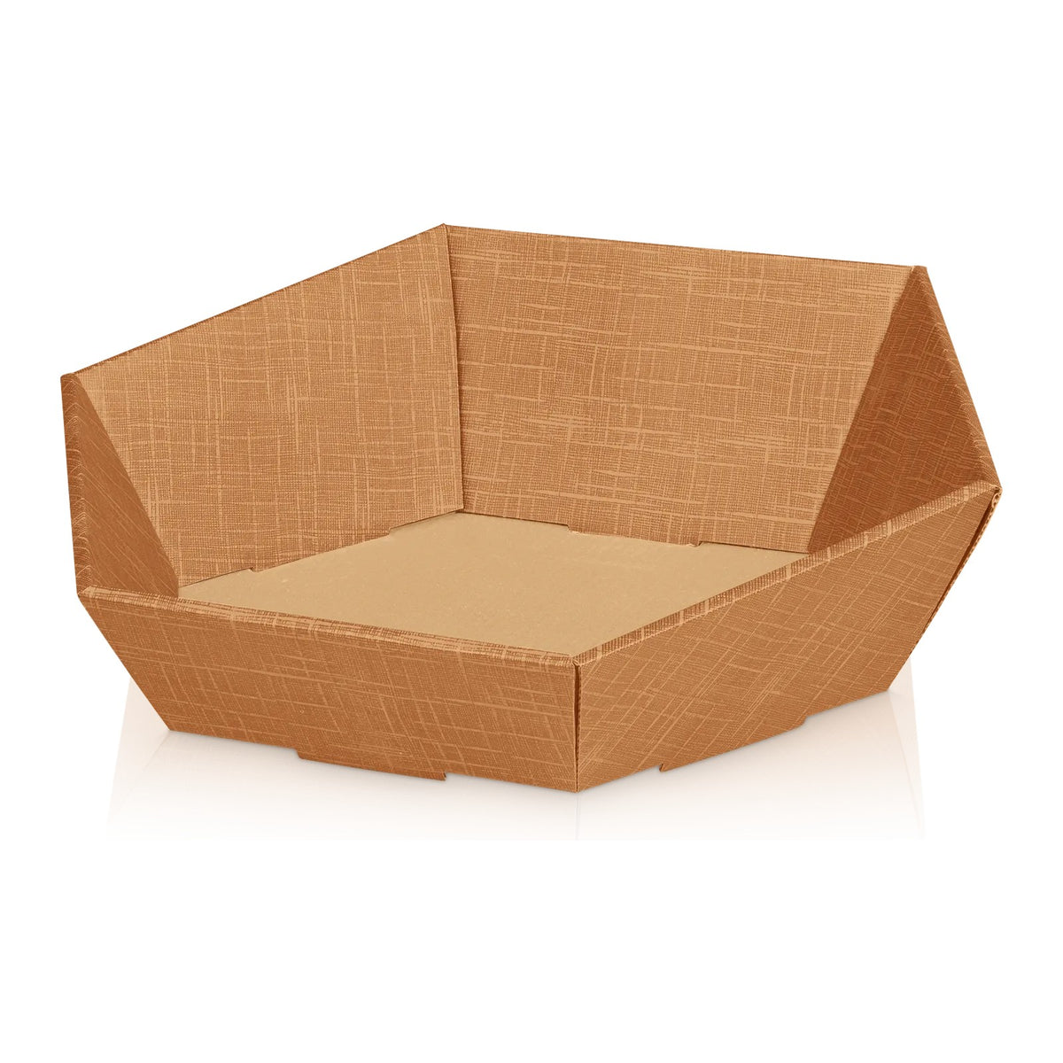 Präsentkorb 6-eckig Seta Natur – Präsentkorb 6-eckig Seta Natur (groß = 46,5 x 38 x 8,5/14,5cm)