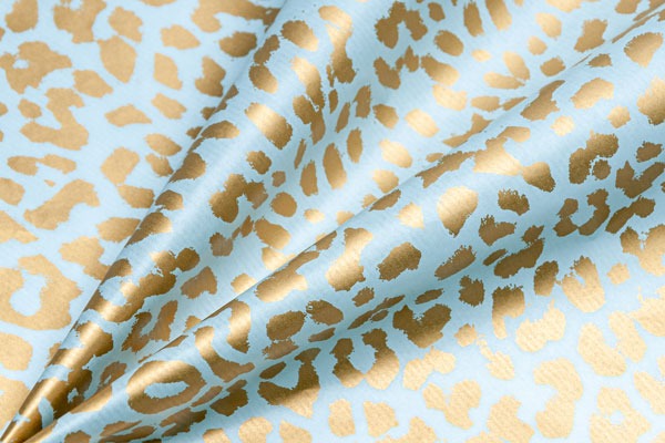 Dekopapier Leoparden-Muster gold auf Aqua · Nr. 59935 – Dekopapierrolle 59935 (50cm breit ca. 6kg)
