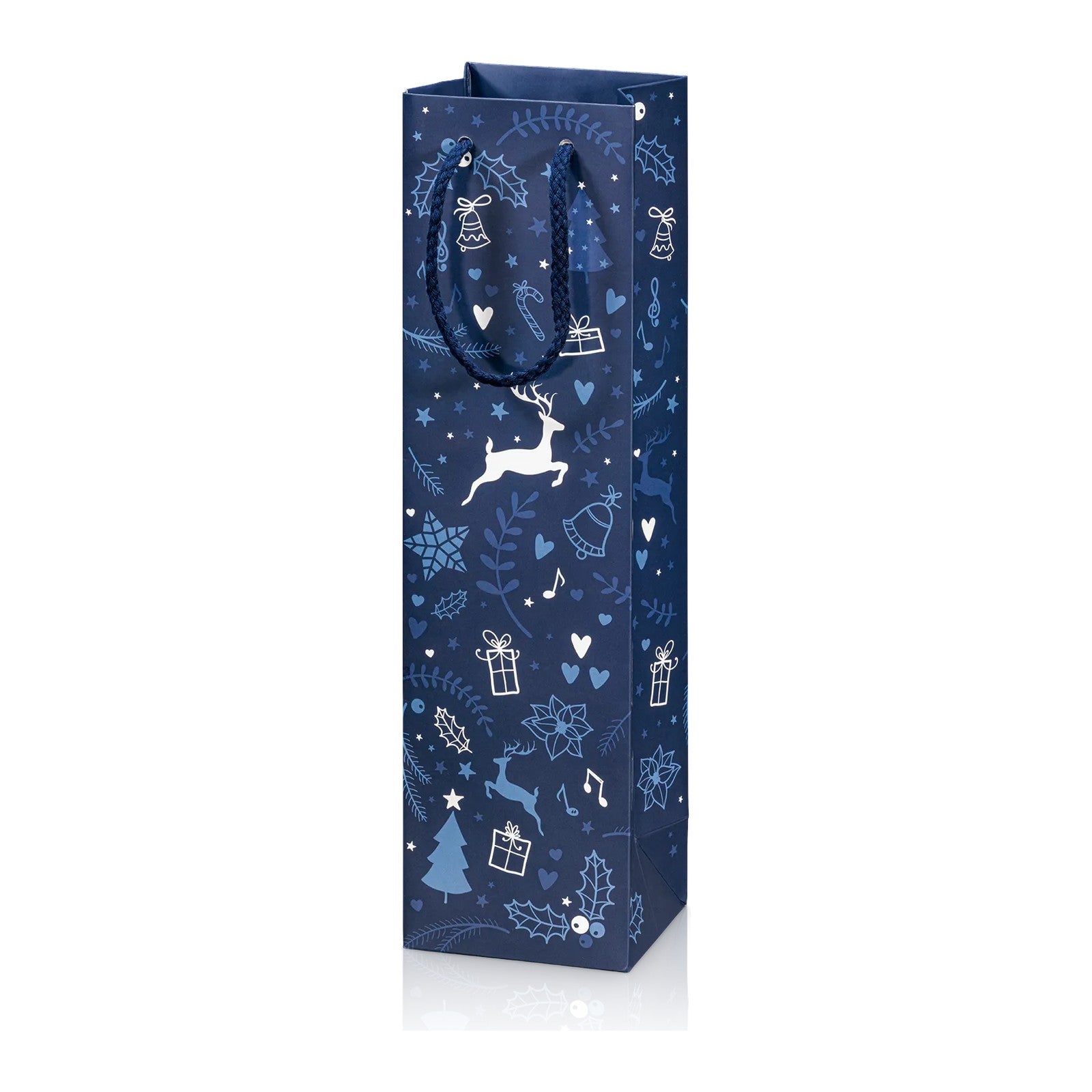 Papiertragetasche „Rudolph“ Blau – Papiertragetasche „Rudolph“ Blau für 1 Flasche (20 Stück)