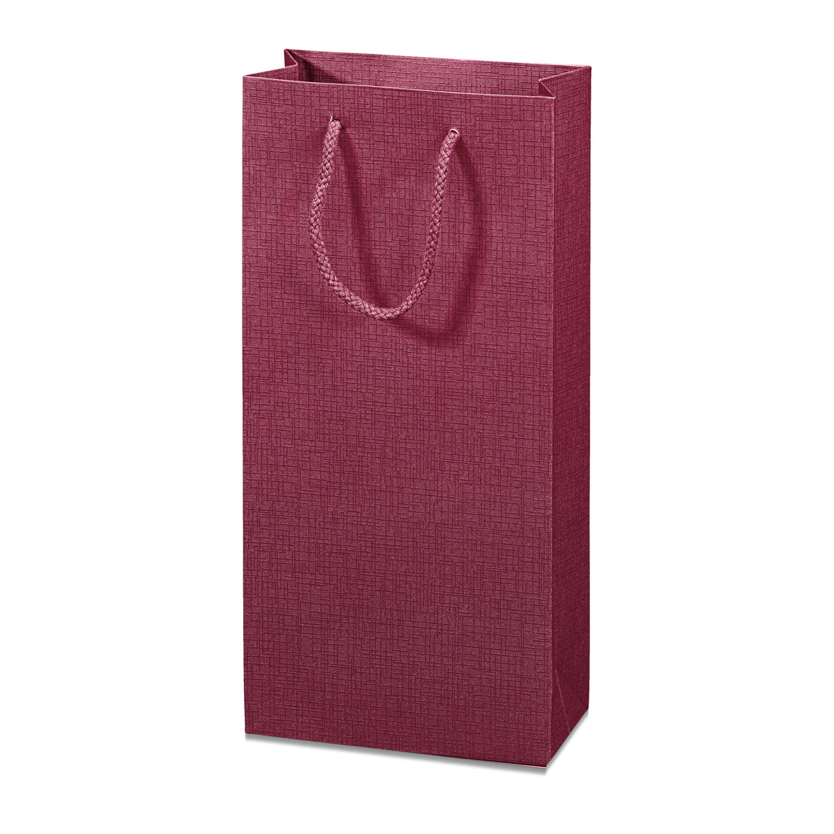 Papiertragetasche „Satina“ Bordeaux – Papiertragetasche „Satina“ Bordeaux für 2 Flaschen (20 Stück)