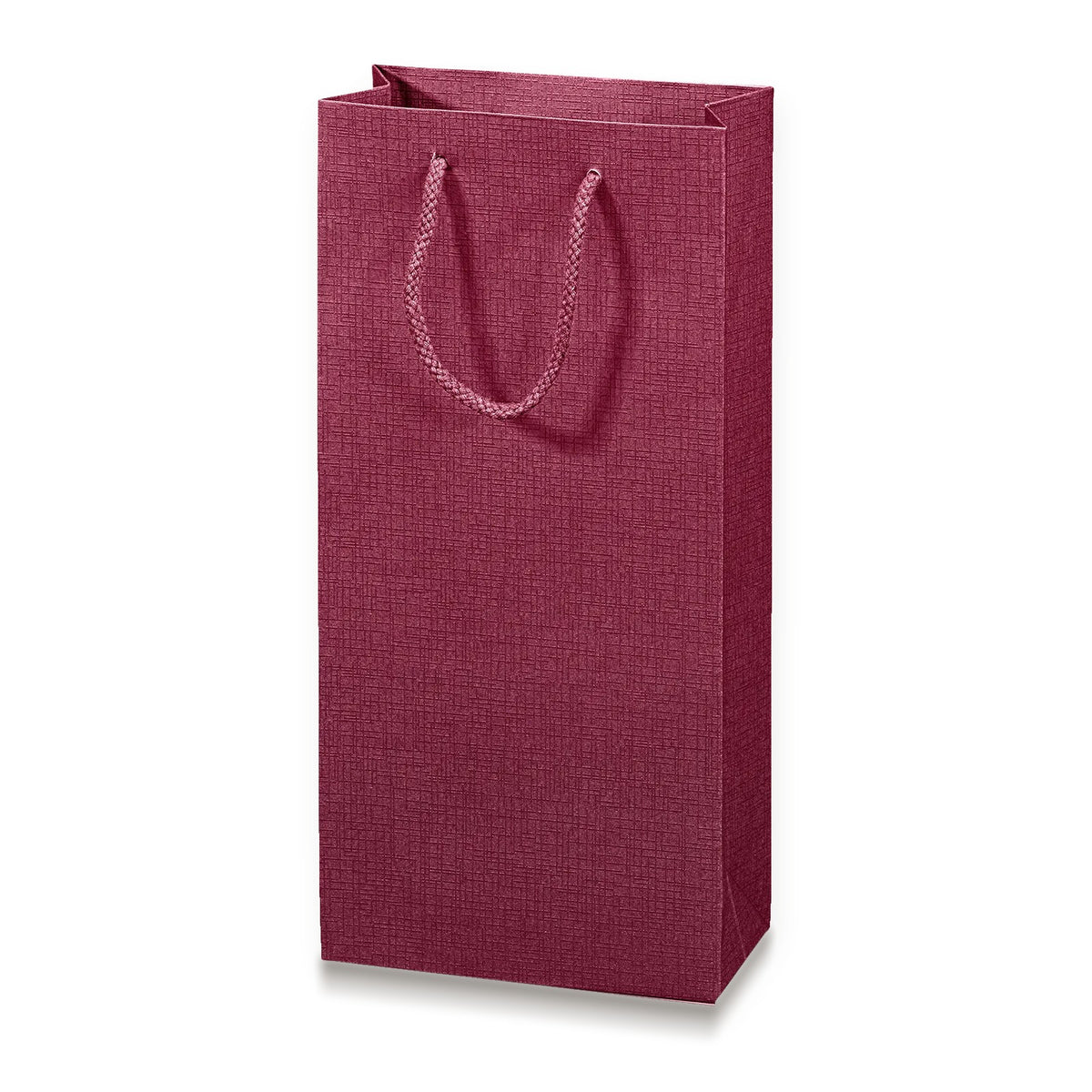 Papiertragetasche „Satina“ Bordeaux – Papiertragetasche „Satina“ Bordeaux für 2 Flaschen (20 Stück)
