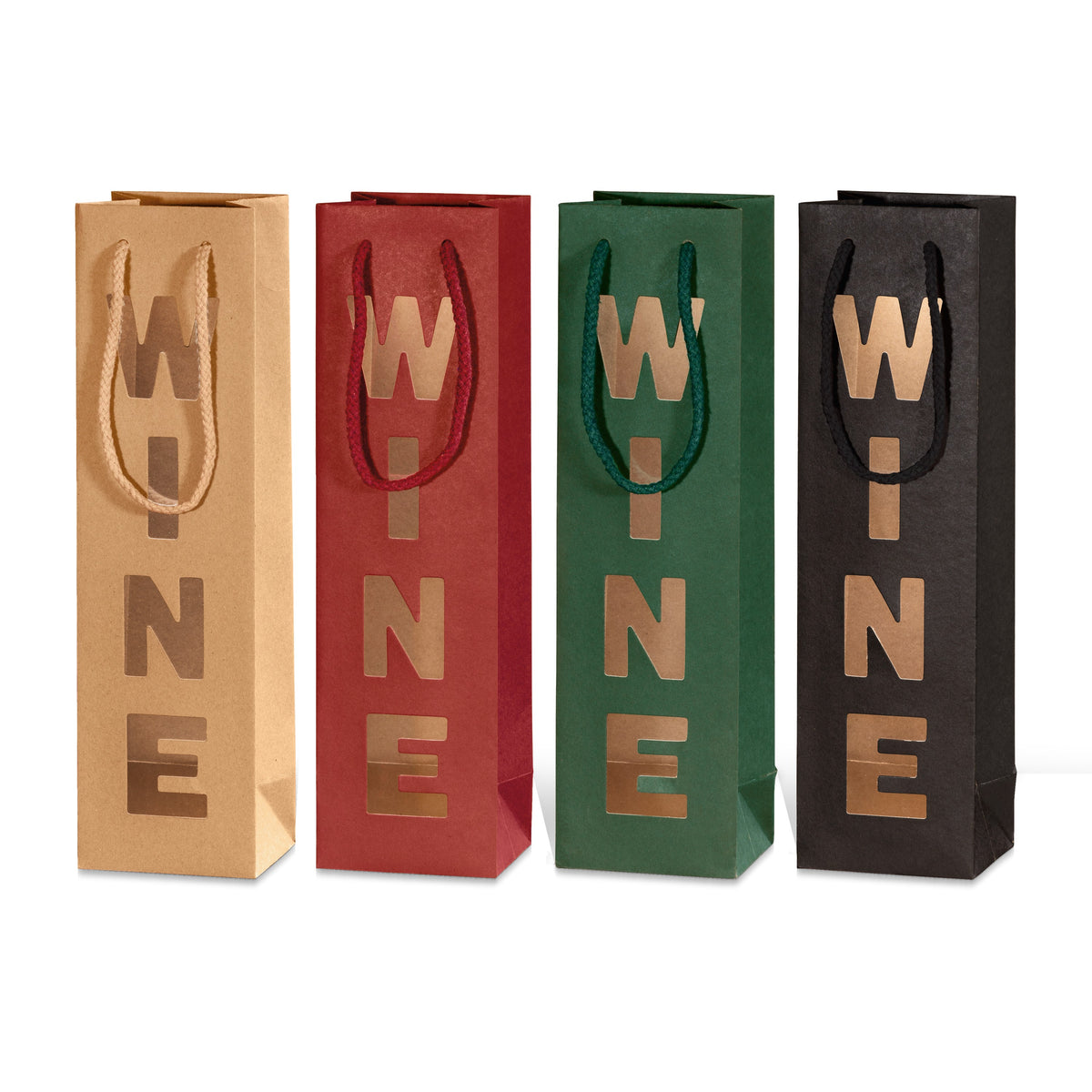 Papiertragetasche „Win(e)dow“ mit Fenster, Motive sortiert – Papiertragetasche „Win(e)dow“ mit Fenster, Motive sortiert für 1 Flasche (20 Stück)