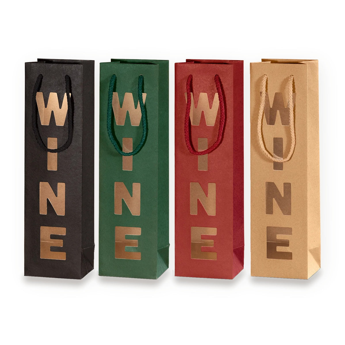 Papiertragetasche „Win(e)dow“ mit Fenster, Motive sortiert – Papiertragetasche „Win(e)dow“ mit Fenster, Motive sortiert für 1 Flasche (20 Stück)