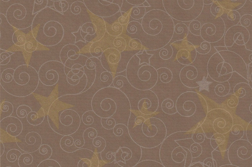 Dekopapier Sterne gold-silber auf Camel · Nr. 67532 – Dekopapierrolle 67532 (50cm breit ca. 6kg)