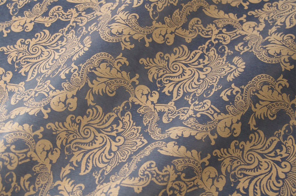 Dekopapier Damast gold auf Dunkelblau · Nr. G5385 – Dekopapierrolle G5385 (50cm breit ca. 7kg)