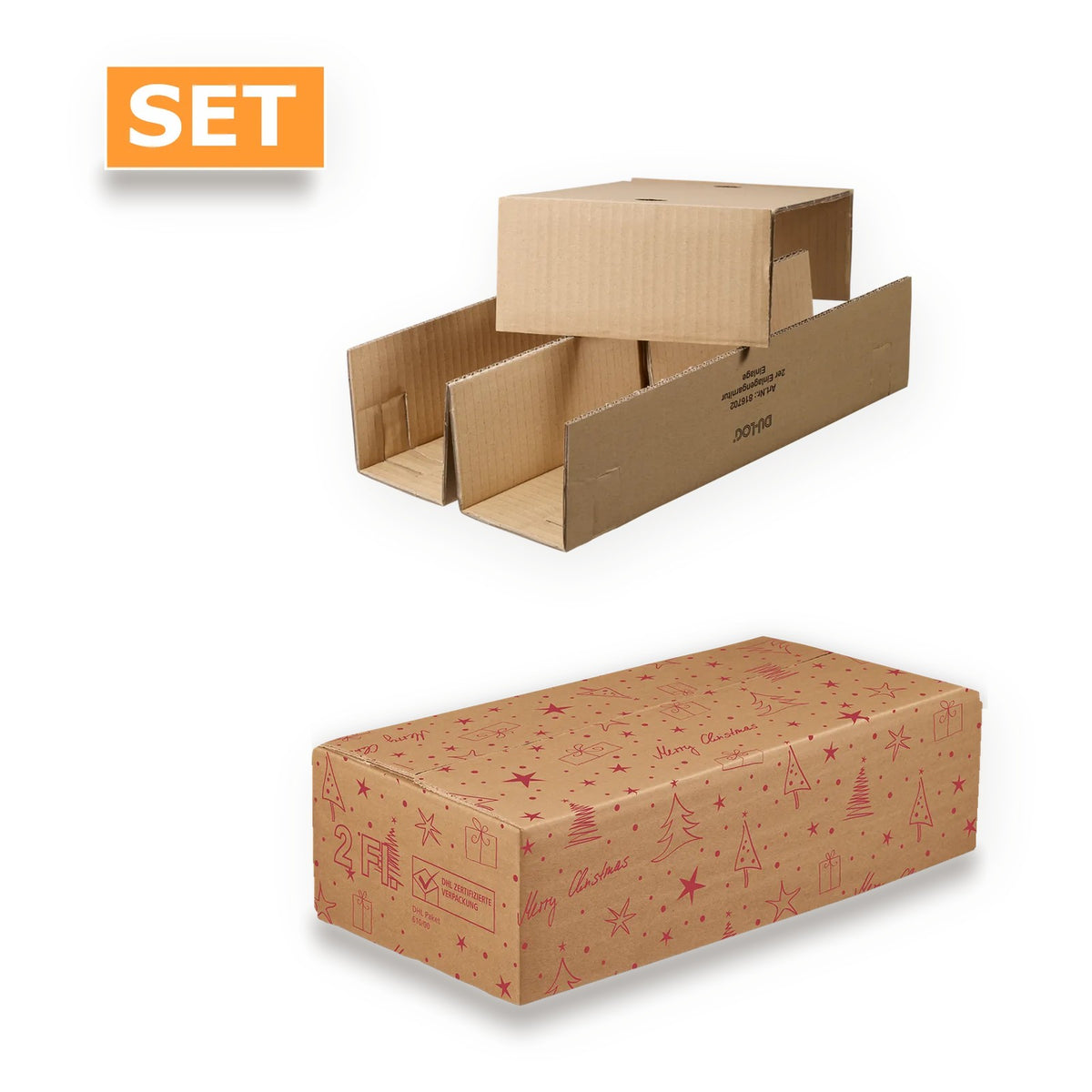Versandset DU-LOG X-MAS liegend mit Einlage – Versandset DU-LOG X-MAS liegend mit Einlage (für 2 Flaschen)
