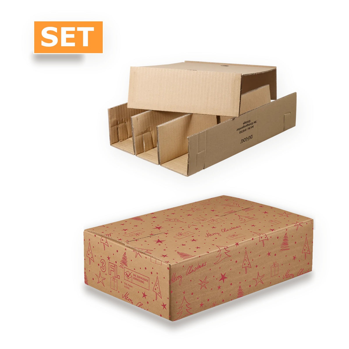Versandset DU-LOG X-MAS liegend mit Einlage – Versandset DU-LOG X-MAS liegend mit Einlage (für 3 Flaschen)