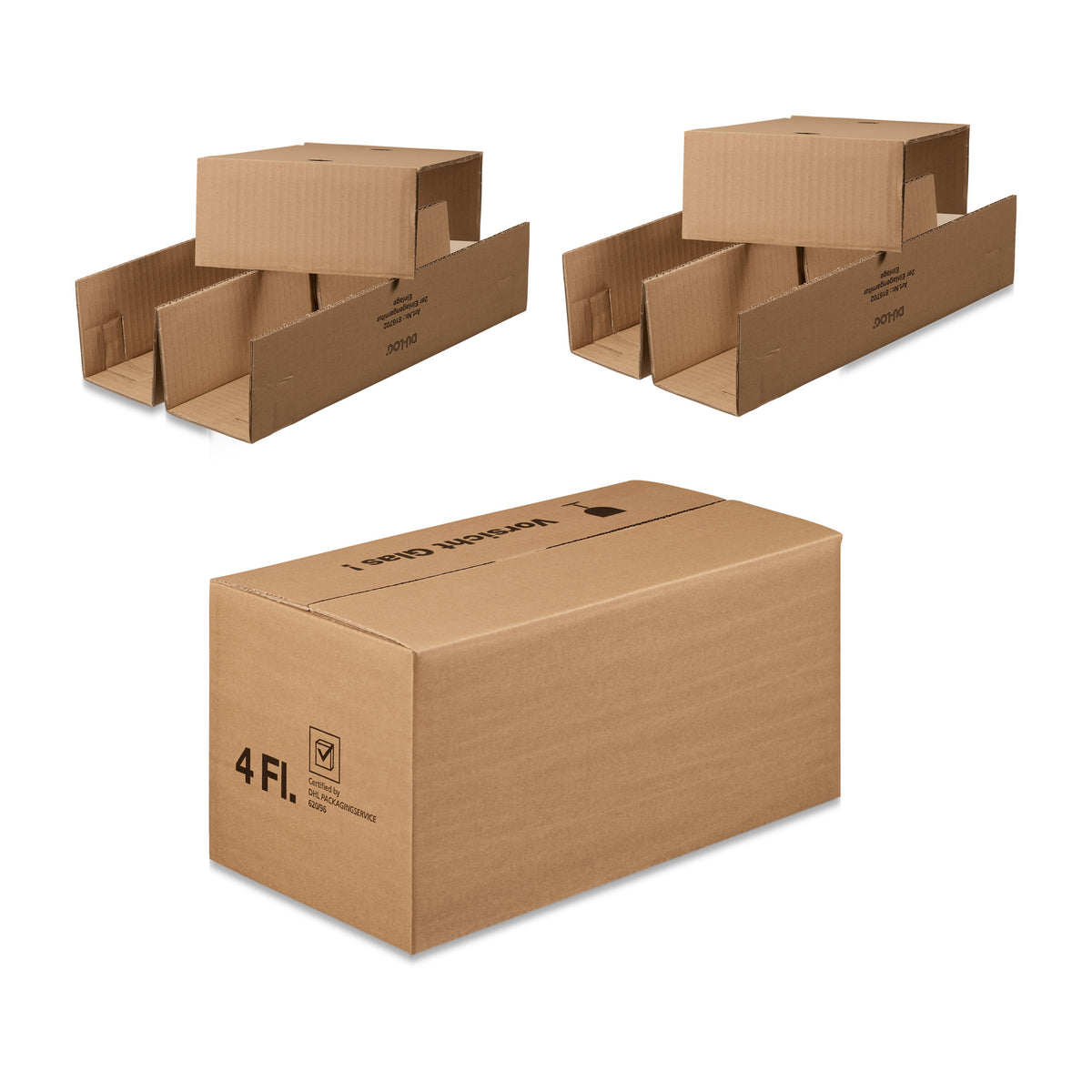 Versandset DU-LOG liegend mit Einlage – Versandset DU-LOG liegend mit Einlage (für 4 Flaschen)