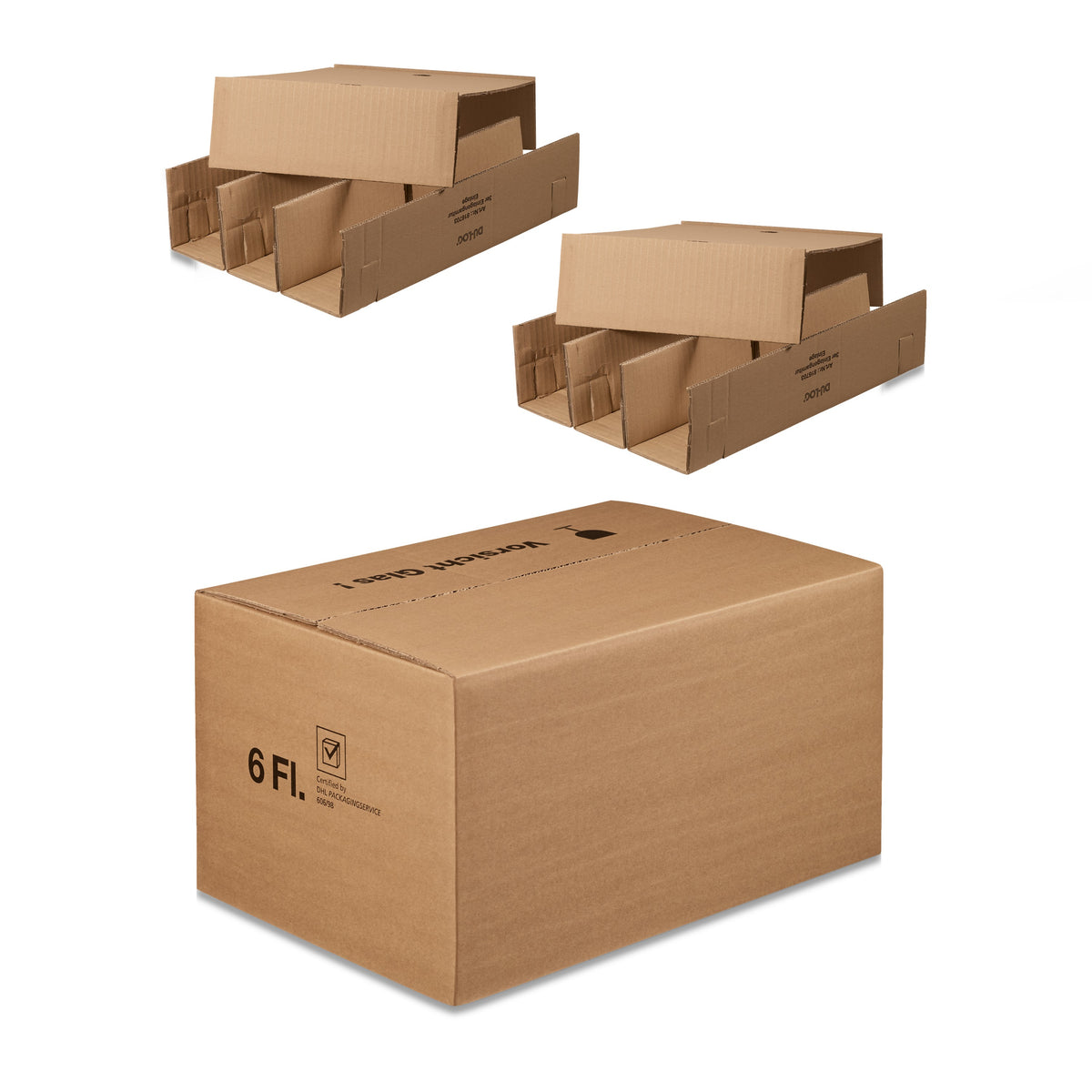 Versandset DU-LOG liegend mit Einlage – Versandset DU-LOG liegend mit Einlage (für 6 Flaschen)