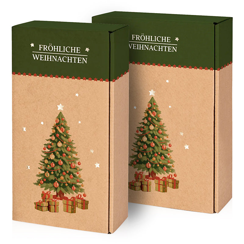 Weinpräsentkarton "Natura Fröhliche Weihnachten" mit Goldprägung