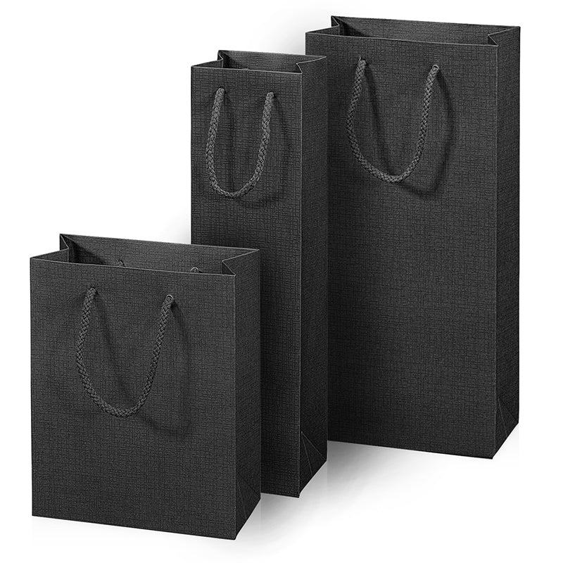 Papiertragetasche „Satina“ schwarz in Leinenstruktur  20 Stück