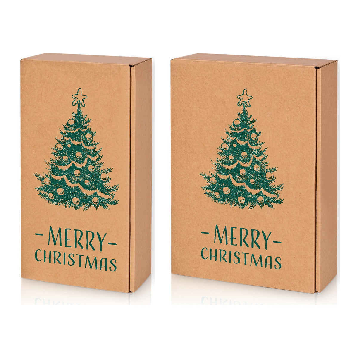 Weinpräsentkarton Natura Merry Christmas – alle Größen, maßstabsgetreu
