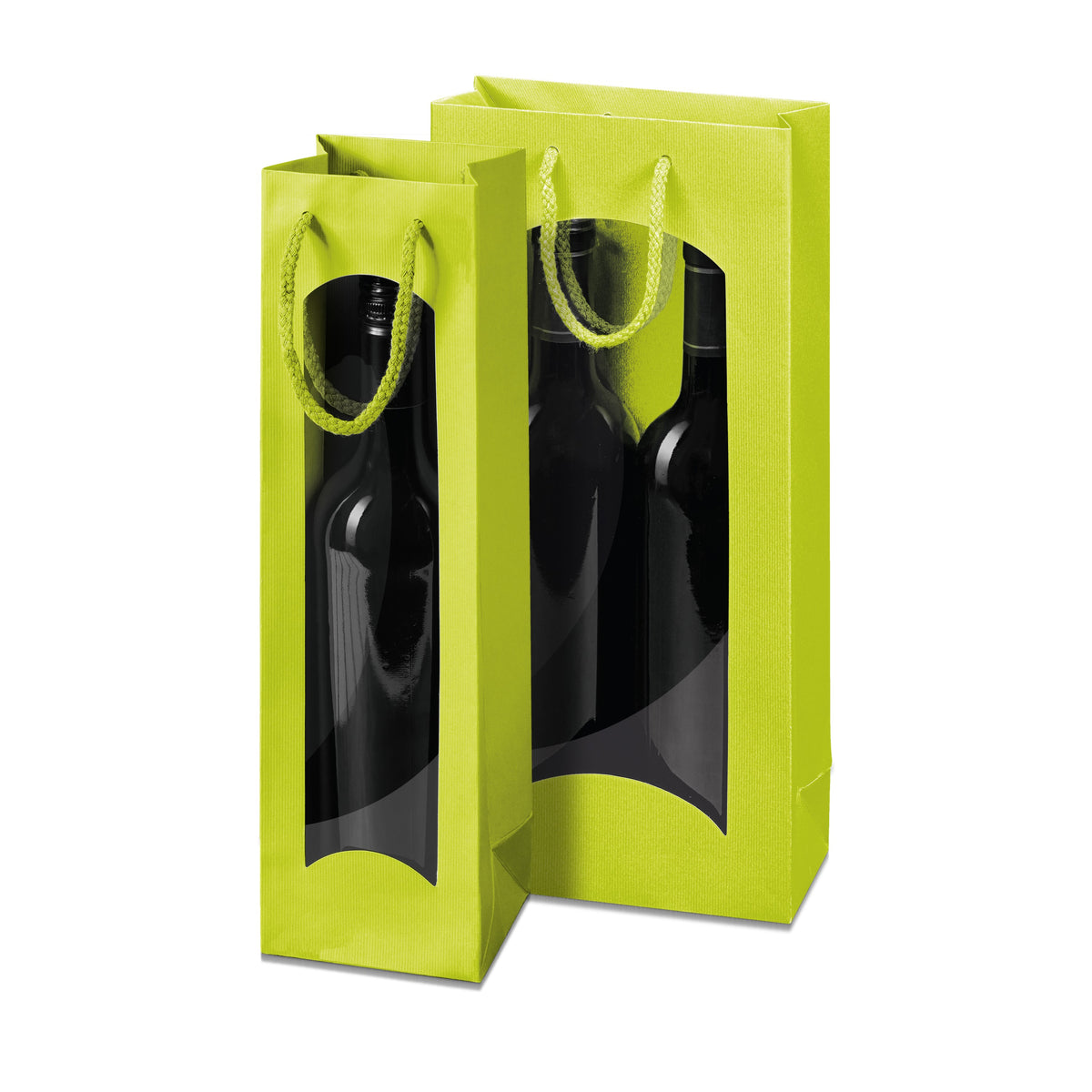 Papiertragetasche „Linea“ Limette mit Fenster – alle Größen