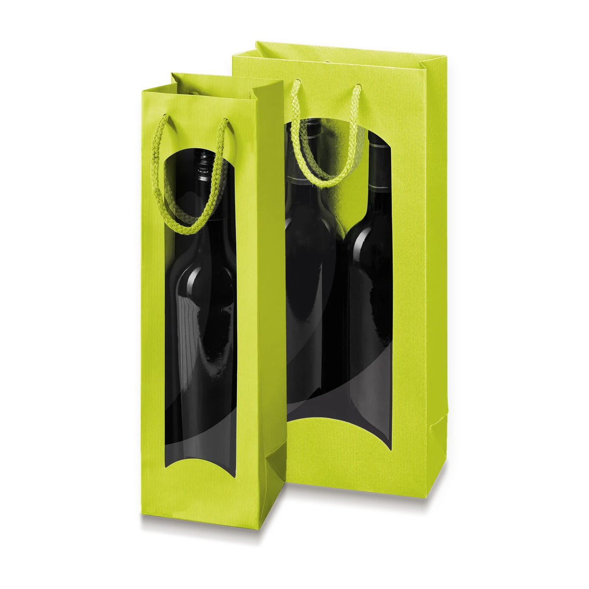 Papiertragetasche „Linea“ Limette mit Fenster – alle Größen