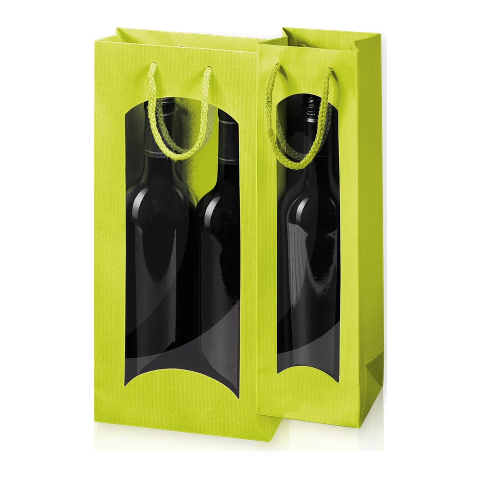 Papiertragetasche „Linea“ Limette mit Fenster – alle Größen