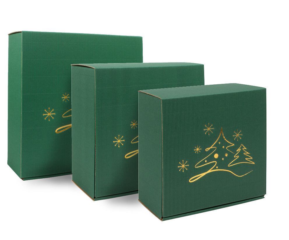 Geschenkkarton Amsterdam Allround mit Prägedruck Navidad dunkelgrün 60 Stück