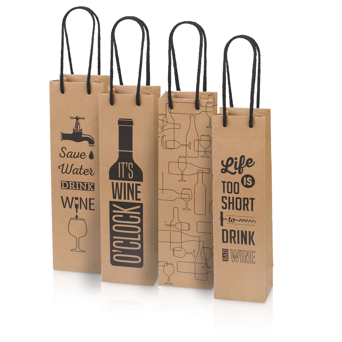Tragetasche Sortiment „Wine“ Kraftpapier Natura 1er 20 Stück