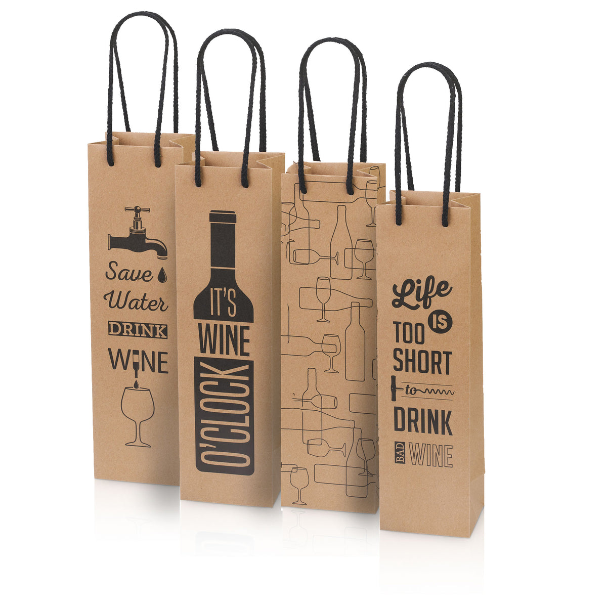 Tragetasche Sortiment „Wine“ Kraftpapier Natura 1er 20 Stück