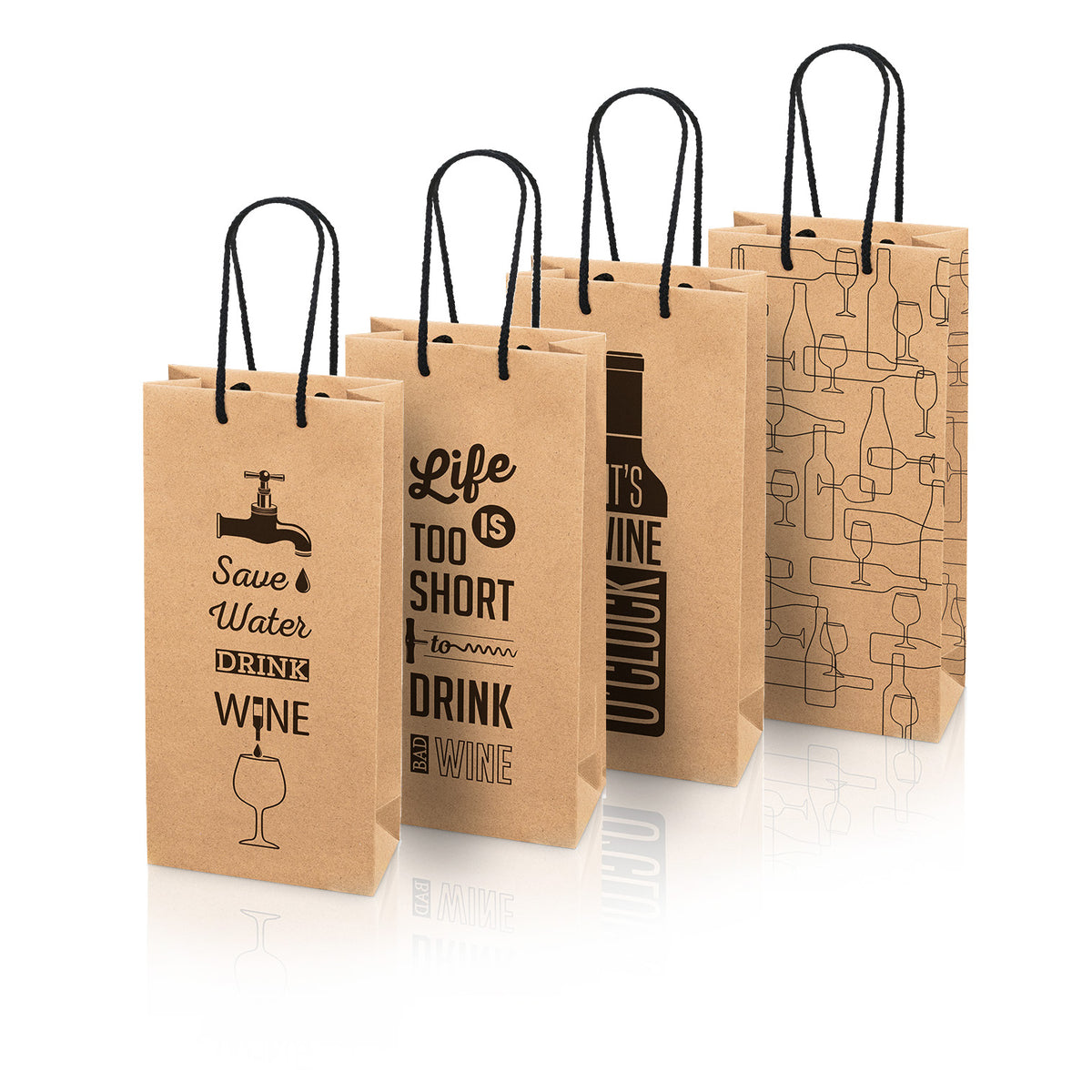 Tragetasche Sortiment Wine Kraftpapier Natura für 2 Flaschen 20 Stück