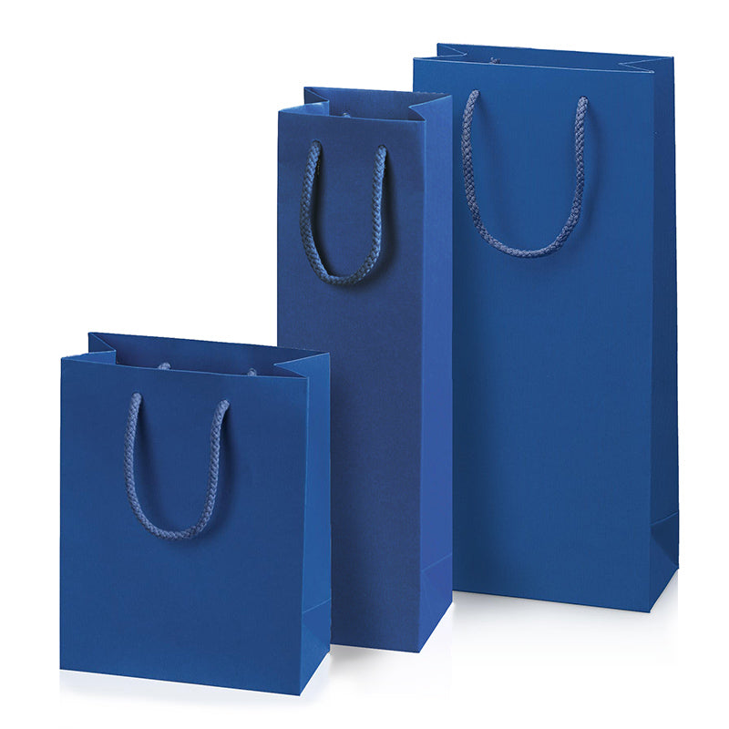 Papiertragetasche „Linea“ Blau mit Streifenprägung  20 Stück