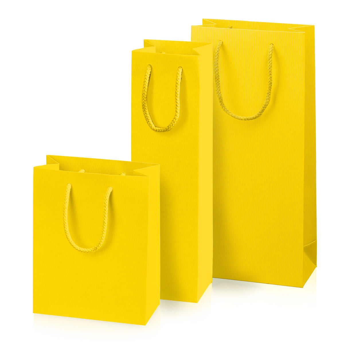 Papiertragetasche „Linea“ Gelb mit Streifenprägung  20 Stück