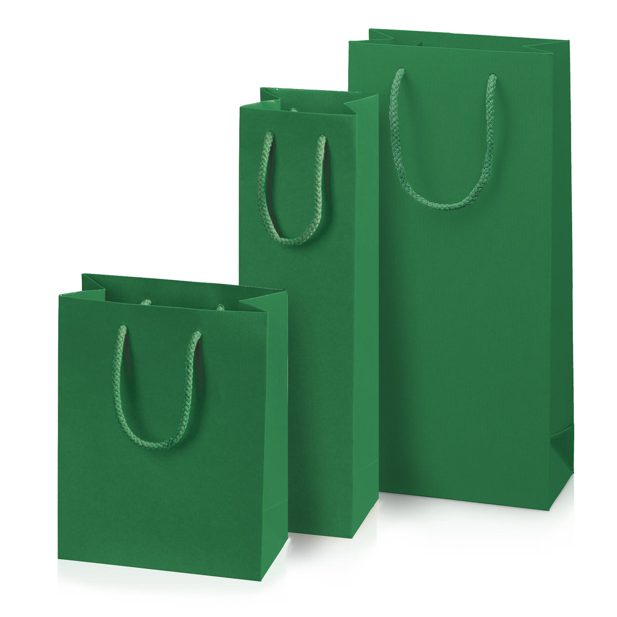 Papiertragetasche „Linea“ Grün mit Streifenprägung  20 Stück