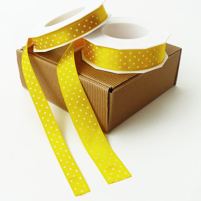 Geschenkband mini dots gelb