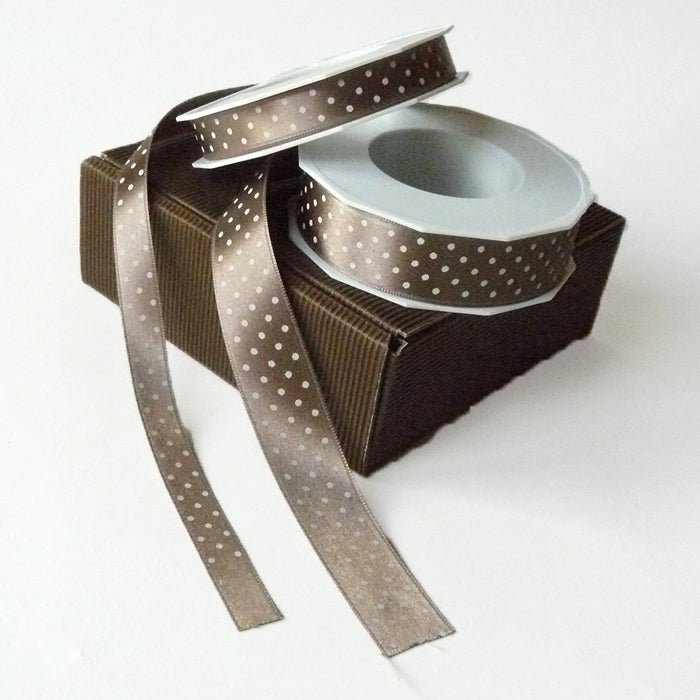 Geschenkband mini dots taupe