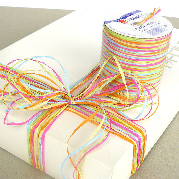 Geschenkband Raffia Multicolor 099