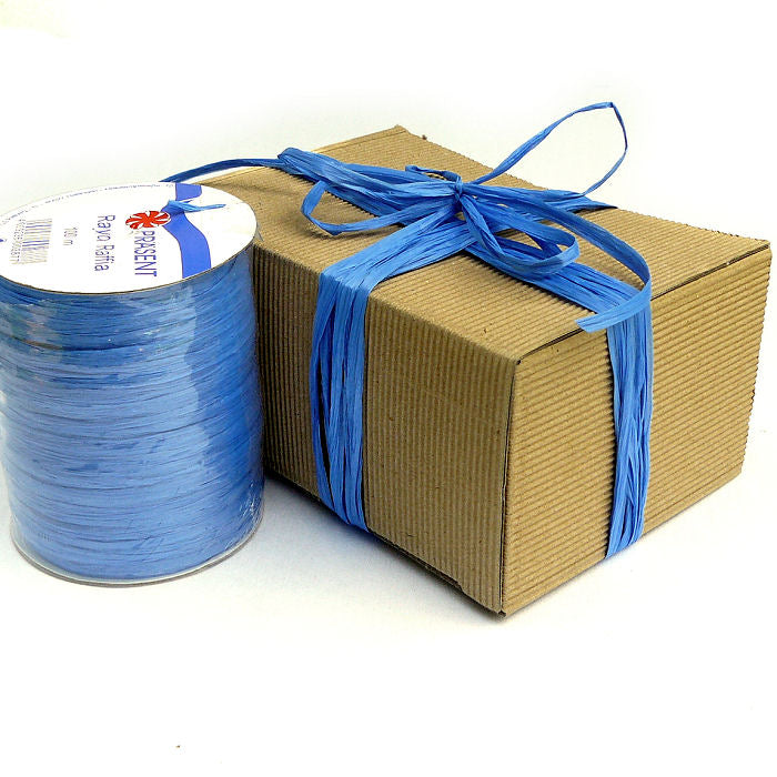 Geschenkband Raffia Rayon blau
