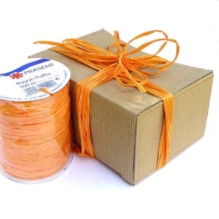 Geschenkband Raffia Rayon orange hell