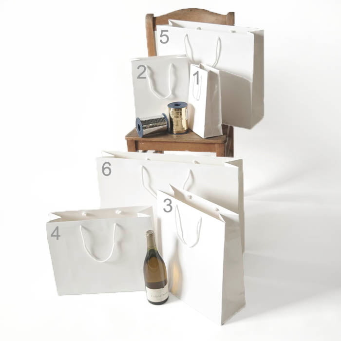 Papiertragetasche "White" 170 g-qm, aus gestrichenem Papier, Glanzlamination