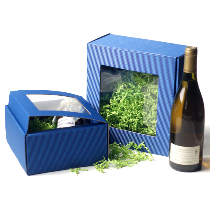 Geschenkkarton Amsterdam Allround mit Sichtfenster blau